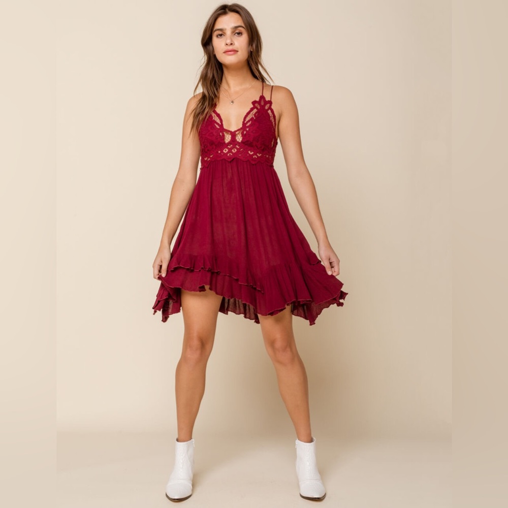 NWT Adella Free People Wine Dress Large
